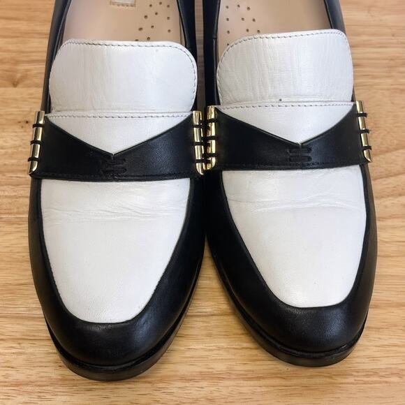 Cole Haan Mazie Colorblock Slip On Black Leather Loafer Stacked Heel Pump Size 8 - Picture 3 of 12